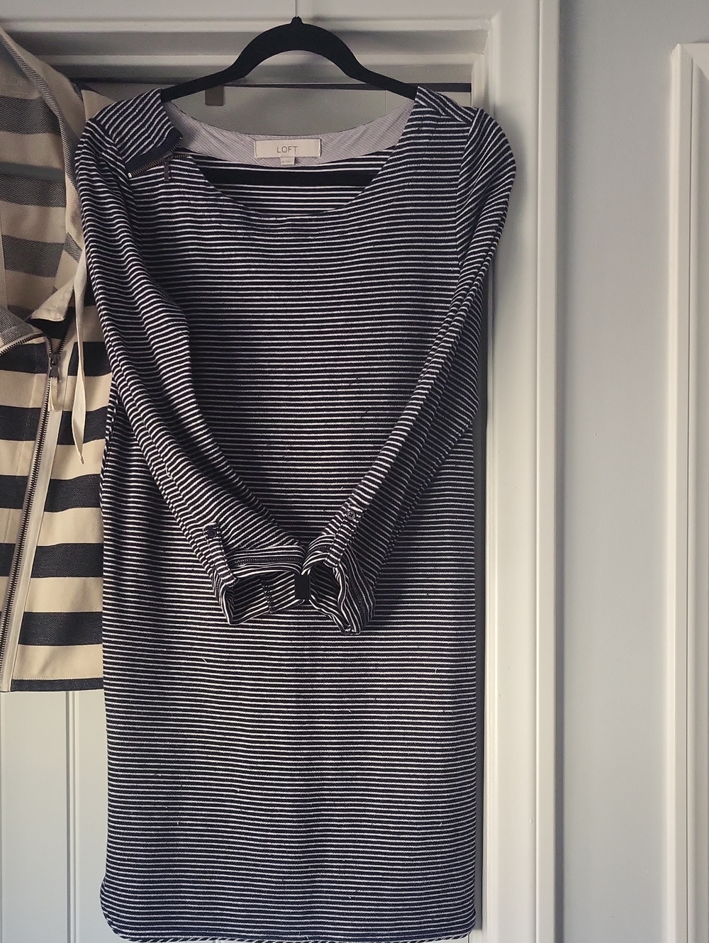 LOFT Navy and White Striped Knit Top